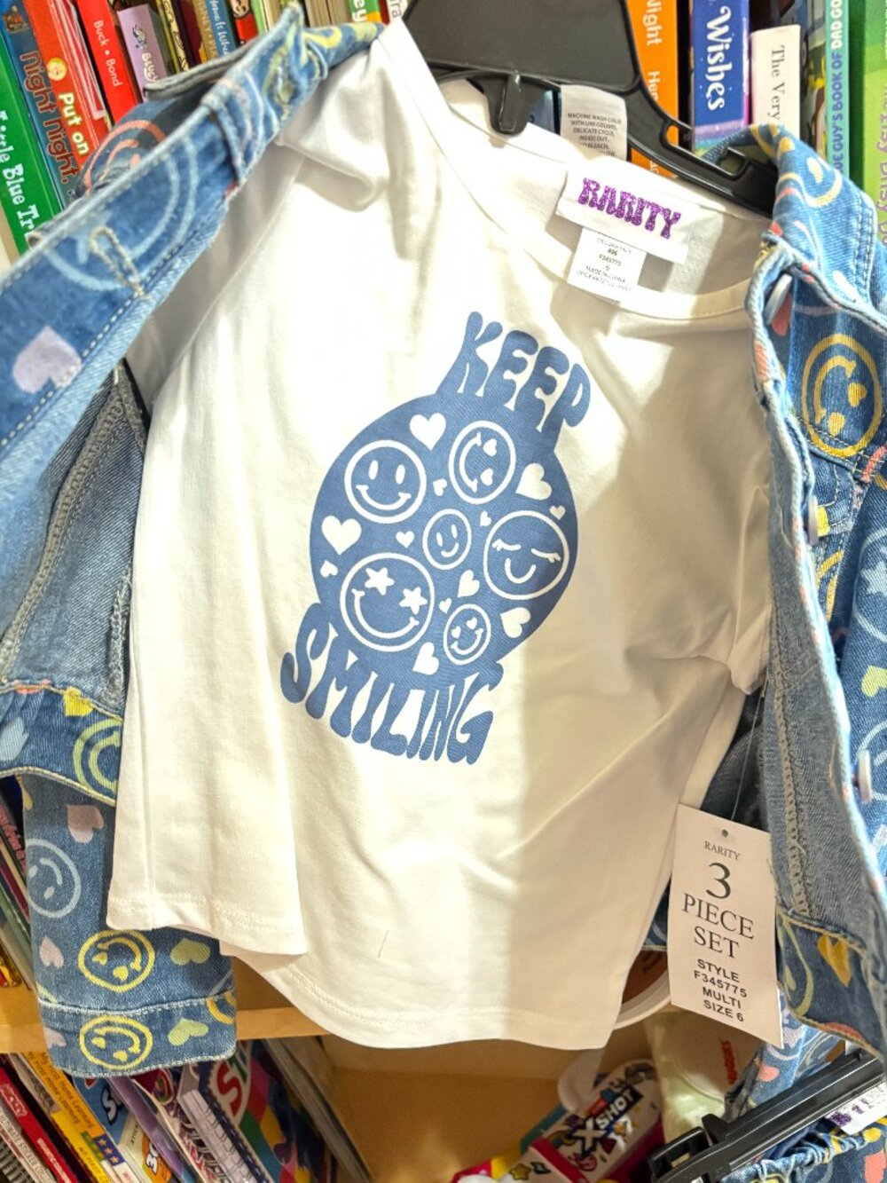 Rarity 3-Piece Smiley Face Denim Outfit Set NWT Size 6